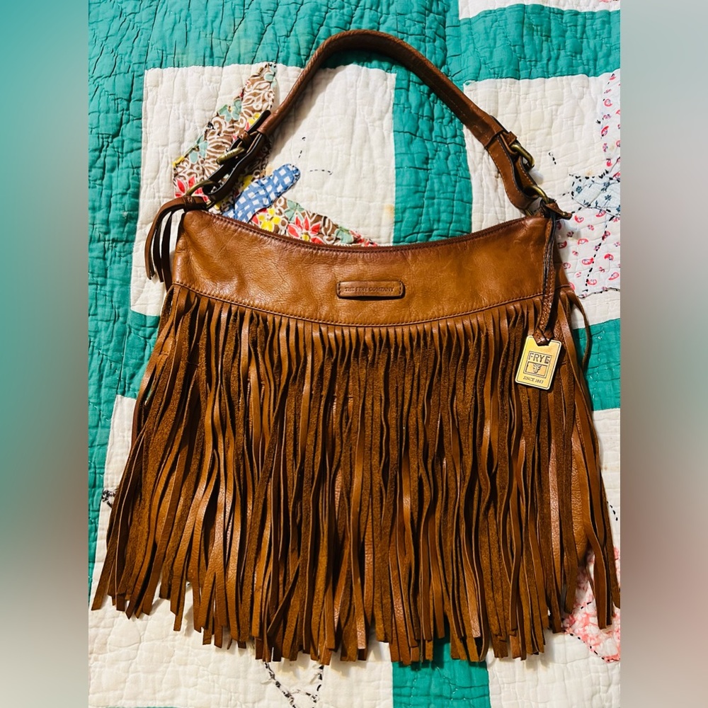 FRYE leather fringe shoulder bag